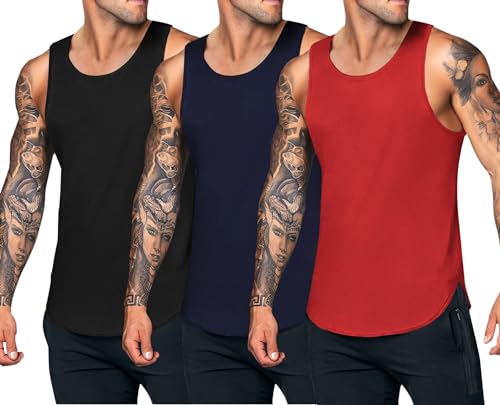 COOFANDY Herren Tank Top 3er Pack Fitness Sommer Sport Tanktop für Herren Ärmelloses Shirt Training Achselshirt PAT9 XL von COOFANDY