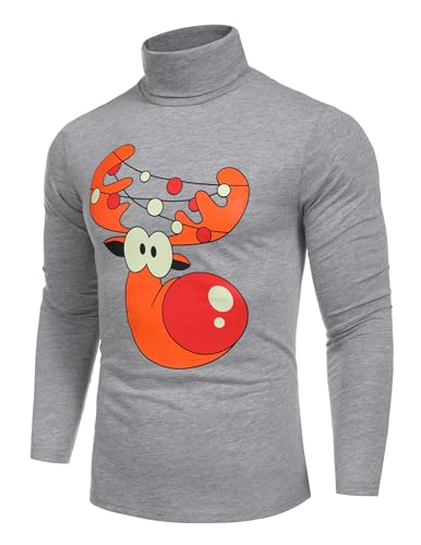 COOFANDY Herren Weihnachtspullover 3D Druck Weihnachts Pullover Norwegerpullover Christmas Sweater Rollkragenpullover Rollkragenshirt Party Weihnachten Grau S COOFANDY Herren Weihnachtspullover 3D Druck Weihnachts Pullover Norwegerpullover Christmas Sweater Rollkragenpullover Rollkragenshirt Party Weihnachten Grau S von COOFANDY