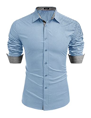 COOFANDY Herrenhemd Langarm Freizeithemd Comfort Fit Modern Männer Businesshemd Kent Kragen Hemden Business PAT16 M von COOFANDY
