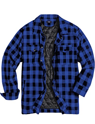 COOFANDY Holzfäller Jacke Herren Thermohemd Flanell Kariert Hemdjacke Casual Langarm Holzfällerhemd Karohemd Blau S von COOFANDY