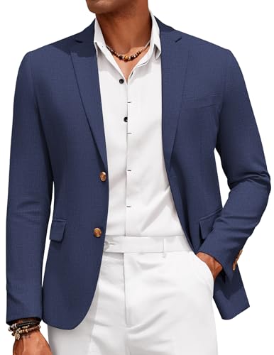 COOFANDY Lässiger Herren-Blazer aus Baumwoll-Leinen, leichter Leinen, Sportmantel, zwei Knöpfe, Anzugjacke, Marineblau, 3XL COOFANDY Lässiger Herren-Blazer aus Baumwoll-Leinen, leichter Leinen, Sportmantel, zwei Knöpfe, Anzugjacke, Marineblau, 3XL von COOFANDY