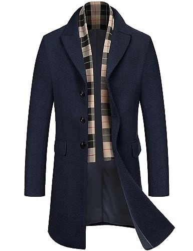 COOFANDY Mantel Herren Wintermantel Winterjacke Trenchcoat Windjacke Reversjacke Herrenmantel Kurzmantel mit Abnehmbaren Karierten Schals Männer Warmer Wollmantel Navy blau M COOFANDY Mantel Herren Wintermantel Winterjacke Trenchcoat Windjacke Reversjacke Herrenmantel Kurzmantel mit Abnehmbaren Karierten Schals Männer Warmer Wollmantel Navy blau M von COOFANDY