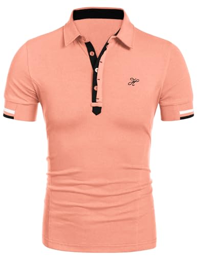 COOFANDY Polo Hemd Herren Kurzarm Alpha T-Shirt leichtes Poloshirt gestickt Männer Hemden Golf Polohemd Sport (Bohnenbreirot S) von COOFANDY