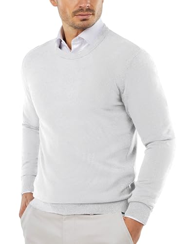 COOFANDY Pullover Herren Slim Fit Rundhals Strickpullover Herren Leichte Sweater Business Winterpullover Männer Feinstrick Pulli Weiß 3XL COOFANDY Pullover Herren Slim Fit Rundhals Strickpullover Herren Leichte Sweater Business Winterpullover Männer Feinstrick Pulli Weiß 3XL von COOFANDY