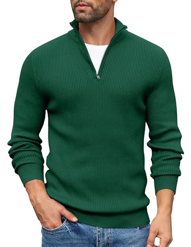 COOFANDY Pullover Herren Troyer Half Zip Pullover Rollkragenpullover Arbeitspullover Winterpullover Rollkragen Pullover mit Reißverschluss Regular Fit Grün L COOFANDY Pullover Herren Troyer Half Zip Pullover Rollkragenpullover Arbeitspullover Winterpullover Rollkragen Pullover mit Reißverschluss Regular Fit Grün L von COOFANDY