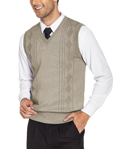 COOFANDY Pullunder Herren V Hals Strickwest Ärmelloser Pullover Business Pullunder Feinstrick Pullover Vest Slim Fit Pullover Weste für Männer Khaki M COOFANDY Pullunder Herren V Hals Strickwest Ärmelloser Pullover Business Pullunder Feinstrick Pullover Vest Slim Fit Pullover Weste für Männer Khaki M von COOFANDY