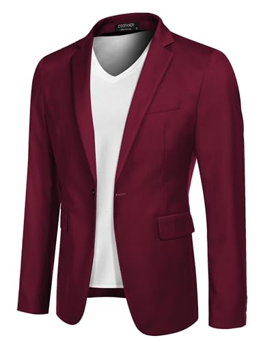 COOFANDY Sakko Herren Einfarbig Blazer Modern Anzugjacke Anzug-Sakko Modern Jackett für Männer Anzug Hochzeit & Business Alltag Anzug-Jackett Dunkelrot M von COOFANDY