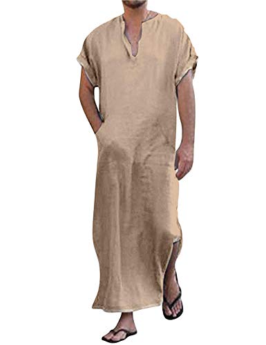 COOFANDY Schlafanzug Pyjama Herren Schlafanzug Nachtwäsche Kurze aerme Sommer Schlafanzug Khaki XXL von COOFANDY