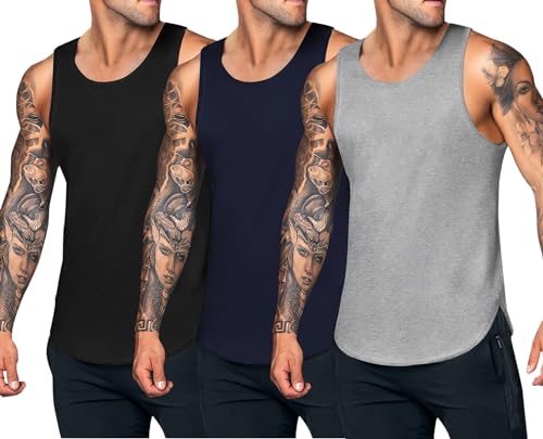 COOFANDY Tank Top Herren Sommer Fitness Sport-Tanktops für Männer Ärmelloses Training Shirt Schwarze Unterhemden PAT2 S von COOFANDY