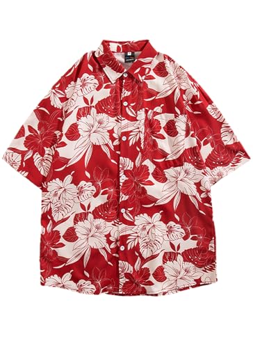 COOFANDY Z Herren Funky Hawaii Hemd Unisex Kurzarm Strandhemd Button Down Hemd Floral Shirt Männer PAT15 XL von COOFANDY