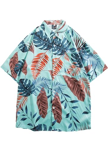 COOFANDY Z Kurzarm Hawaii Hemd Vordertasche Urlaub Sommer Aloha Bedruckter Casual Floral Shirt Männer PA85 XL von COOFANDY