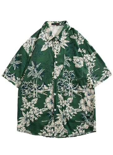 COOFANDY Z Kurzarm Hawaii Hemd Vordertasche Urlaub Sommer Aloha Bedruckter Casual Floral Shirt Männer PAT10 S von COOFANDY