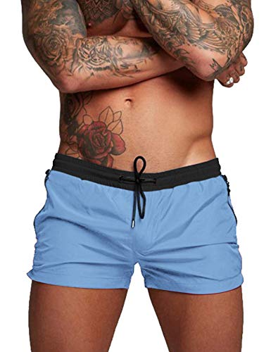 Coofandy Herren Badehose Bademode Badeanzug Badeanzug Board Strand Sport Kurz, blau/schwarz, L von COOFANDY