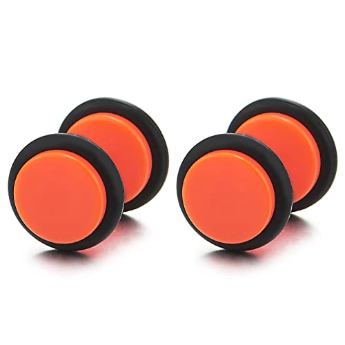 10MM Herren Damen Neon Orange Kreis Ohrstecker Ohrringe Fake Plugs Ohr Cheater Tunnel Gauges Ohr-Piercing Edelstahl von COOLSTEELANDBEYOND