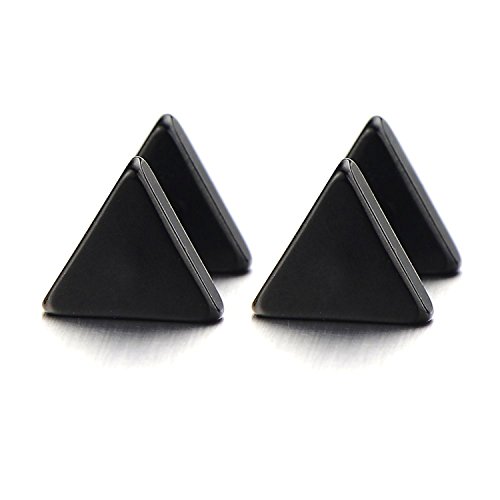 7MM Schwarz Dreieck Herren Ohrstecker Ohrringe Fakeplugs Fake Ohr-Plug Tunnel Gauges Ohr-Piercing Edelstahl. 1 Paar von COOLSTEELANDBEYOND