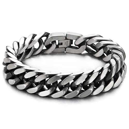 COOLSTEELANDBEYOND Große Maskulinen Stil Edelstahl Panzerkette Herren Armband, Rauhe Oberfläche von COOLSTEELANDBEYOND