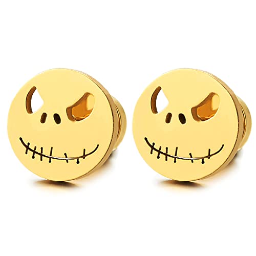 Goldfarben Klein Monster Ohrstecker Herren Damen, Gestüt Ohrringe Edelstahl, Ohrschmuck, 2 Stücke, Rock Punk von COOLSTEELANDBEYOND