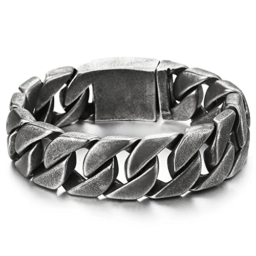 COOLSTEELANDBEYOND Große Maskulinen Stil Edelstahl Panzerkette Herren Armband, Rauhe Oberfläche von COOLSTEELANDBEYOND