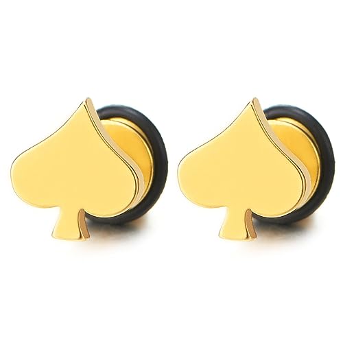 Herren Damen Goldfarben Spaten Ohrstecker, Edelstahl Gestüt Ohrringe, Ohrschmuck, Schraube Wieder, Einzigartige, 1 Paar von COOLSTEELANDBEYOND