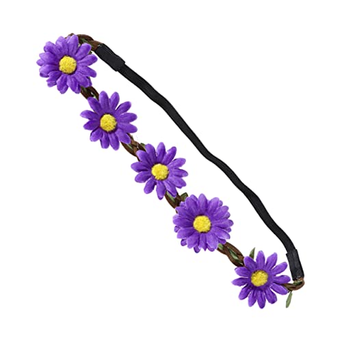 COOPHYA 5st Blumenhaarband Blumenstirnband Blumen-haarschmuck Stirnbänder Für Mädchen Sonnenblumenschmuck Sonnenblumen-stirnband Blumenmädchen-stirnband Frau Kleid Gänseblümchen Violett von COOPHYA