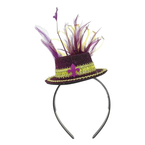 COOPHYA Feder Stirnband Mardi Gras Kopfschmuck Kopfbedeckung Für Damen Karneval-haar-accessoires Nachtclub-kopfbedeckung Flapper-stirnband Haarband Mexiko Fräulein Stoff Violett Halloween von COOPHYA