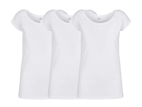 COOZO Damen 3er-Pack Breiter Nacken Kurzarm T-Shirts - Weiss - 4XL von COOZO