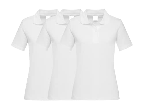 COOZO Damen 3er-Pack Kurzarm Klassische Baumwolle Polo Hemd - Weiss - XL von COOZO