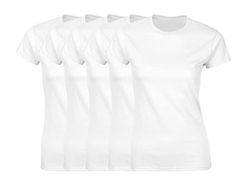 COOZO Damen 5er-Pack Kurzarm T-Shirts - 5 × Weiss - 2XL von COOZO