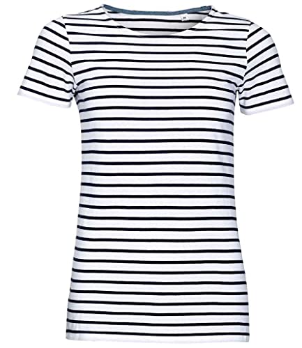 COOZO Damen Miles Gestreift T-Shirt - Weiss/Marine - L von COOZO