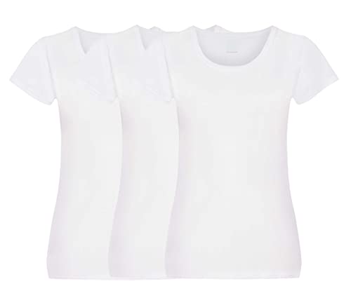 COOZO Damen Original 3er-Pack Einfach Feminine Passform Kurzarm T-Shirts - Weiss - L von COOZO