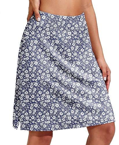 COOrun Damen Tennis Skort 2 In 1 Active Rock mit Innenhose Skort Wandern Athletic Skort mit Seitenschlitz Tennisrock Marineweißes Blumenmuster,XL COOrun Damen Tennis Skort 2 In 1 Active Rock mit Innenhose Skort Wandern Athletic Skort mit Seitenschlitz Tennisrock Marineweißes Blumenmuster,XL von COOrun