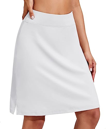 COOrun Tennis Skirt Women Weiss Tennisbekleidung Golfrock Dehnbar Faltenrock mit Innenhose Minirock Elegant Funktionsrock Weiß,S von COOrun