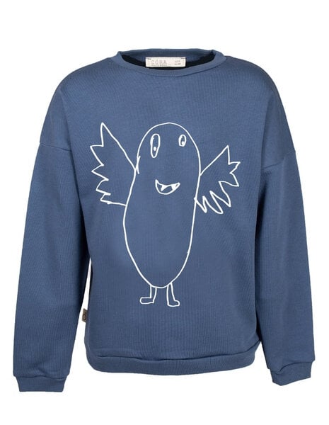 CORA happywear Kinder Sweater aus Bio-Baumwolle "Suli" | blau mit Druck von CORA happywear