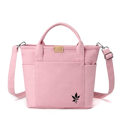 CORIOS Damen Handtasche Canvas Schultertasche Henkeltasche Multifunktionale Umhängetasche Tragetasche Casual Tote Beutel Henkeltaschen für Arbeit Schule Shopper Reise Alltag Rosa von CORIOS