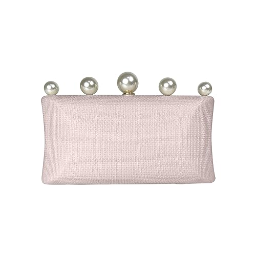 CORIOS Damen Perlen Abendtasche Luxus Clutch Tasche Hochzeit Brautbörse Geldbörse Umhängetasche Portemonnaie Tasche Kette Schultertasche Elegante Handtasche Rosa von CORIOS