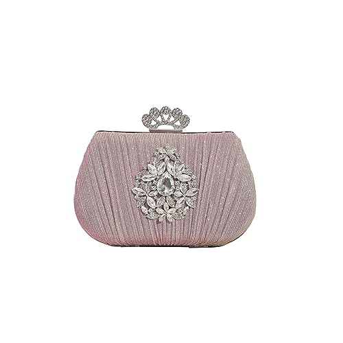 CORIOS Damen Strass Abendtasche Pailletten Clutch Tasche Shiny Diamant Handtasche Kette Schultertasche Hochzeit Brautbörse Elegante Umhängetasche Klein Tasche Rosa von CORIOS