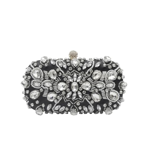 CORIOS Damen Strass Abendtasche Perlen Clutch Shiny Diamant Clutch Tasche Hochzeit Brautbörse Kette Schultertasche Klein Tasche Elegante Umhängetasche für Abschlussball Hochzeit Bankett-Party Schwarz CORIOS Damen Strass Abendtasche Perlen Clutch Shiny Diamant Clutch Tasche Hochzeit Brautbörse Kette Schultertasche Klein Tasche Elegante Umhängetasche für Abschlussball Hochzeit Bankett-Party Schwarz von CORIOS