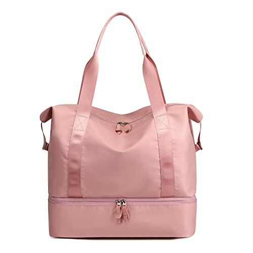 CORIOS Reisetaschen Duffle Bag für Damen/Herren Nylon Sporttasche Weekender Übernachtung Tasche Faltbare Reisetasche Wasserdicht Handtasche für Reisen Gym Urlaub Übernachtung Rosa von CORIOS