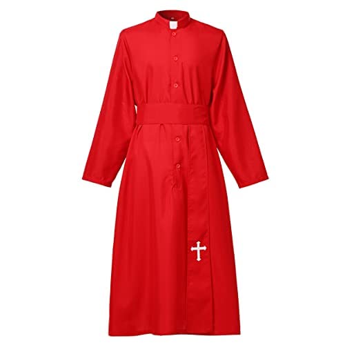 COSDREAMER Clergy Cassock Robe Preacher Cassock Herren Lob Anbetung Robe, rot, M von COSDREAMER