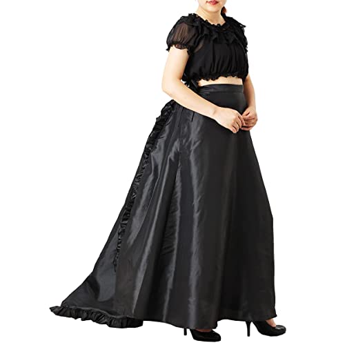 COSDREAMER Damen High Dress Viktorianischer Petticoat Gothic Steampunk Rüschen Basel Rock, Schwarz, 42 von COSDREAMER