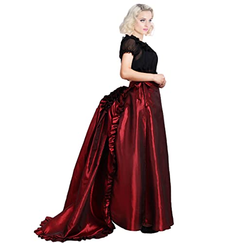 COSDREAMER Damen High Dress Viktorianischer Petticoat Gothic Steampunk Rüschen Basel Rock, rot, XS von COSDREAMER