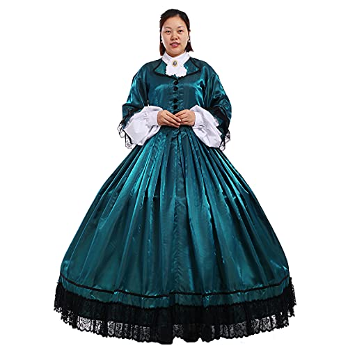 COSDREAMER Damen Renaissance-Kleid, viktorianisches Edwardianisches Kostüm, Gothic-Kleid, Marineblau, (Weinrot, XXL) (Marineblau, XL) von COSDREAMER