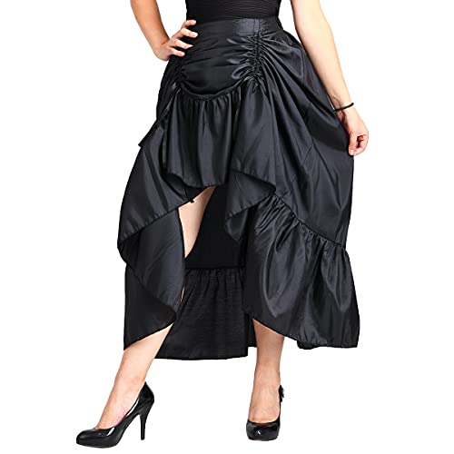 COSDREAMER Damen Steampunk Gothic High Low Rock Viktorianischer Bustle Rock,Schwarz,XS von COSDREAMER