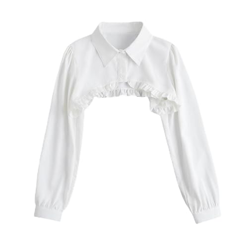 COSDREAMER Frauen Gothic Bolero Shrug Langarm Cropped Cardigan Casual Bluse Fake Kragen, weiß, L COSDREAMER Frauen Gothic Bolero Shrug Langarm Cropped Cardigan Casual Bluse Fake Kragen, weiß, L von COSDREAMER