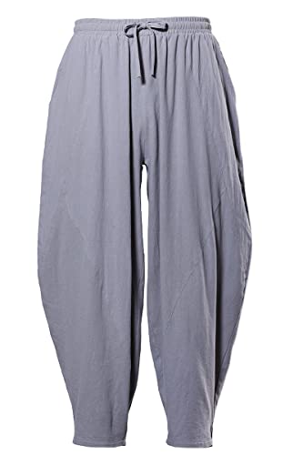 COSDREAMER Herren Baggy Haremshose Kordelzug Casual Baumwolle Leinen Yoga Strand Hosen (L, grau) von COSDREAMER