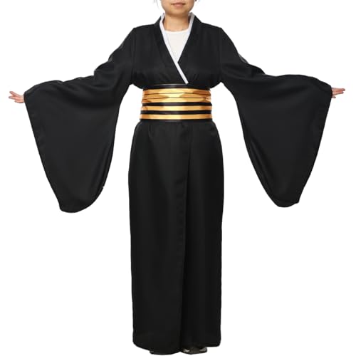 COSDREAMER Japanischer Yukata-Kimono, für Herren und Damen, Kostüm, japanischer Kimono, Robe, Schwarz Gold, L von COSDREAMER