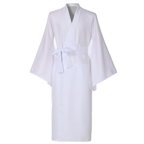 COSDREAMER Japanisches Yukata Kimono Kostüm für Herren, Kimono Kostüm weiß, L von COSDREAMER