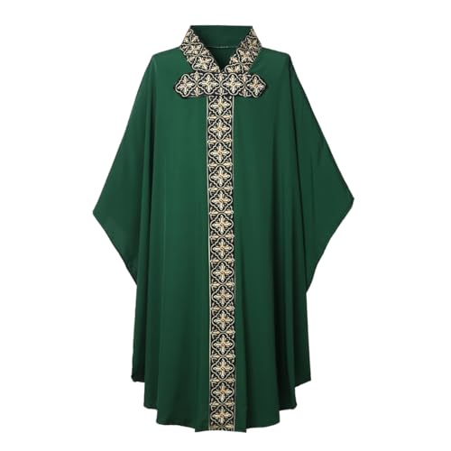 COSDREAMER Männer Frauen Priester Klerus Celebrant Chasuble Katholische Kirche Vater Messe Gewänder Robe (grün) von COSDREAMER