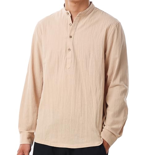 COSDREAMER Renaissance Herren Piratenhemd Mittelalter Kostüm Wikinger Piraten Blusen Tops (XL, Beige) von COSDREAMER