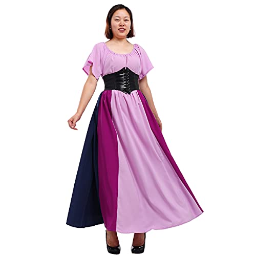 COSDREAMER Renaissance Kleider für Damen, mittelalterliches Kostüm,Gothic irisches langes Überkleid (Purple, XL) von COSDREAMER